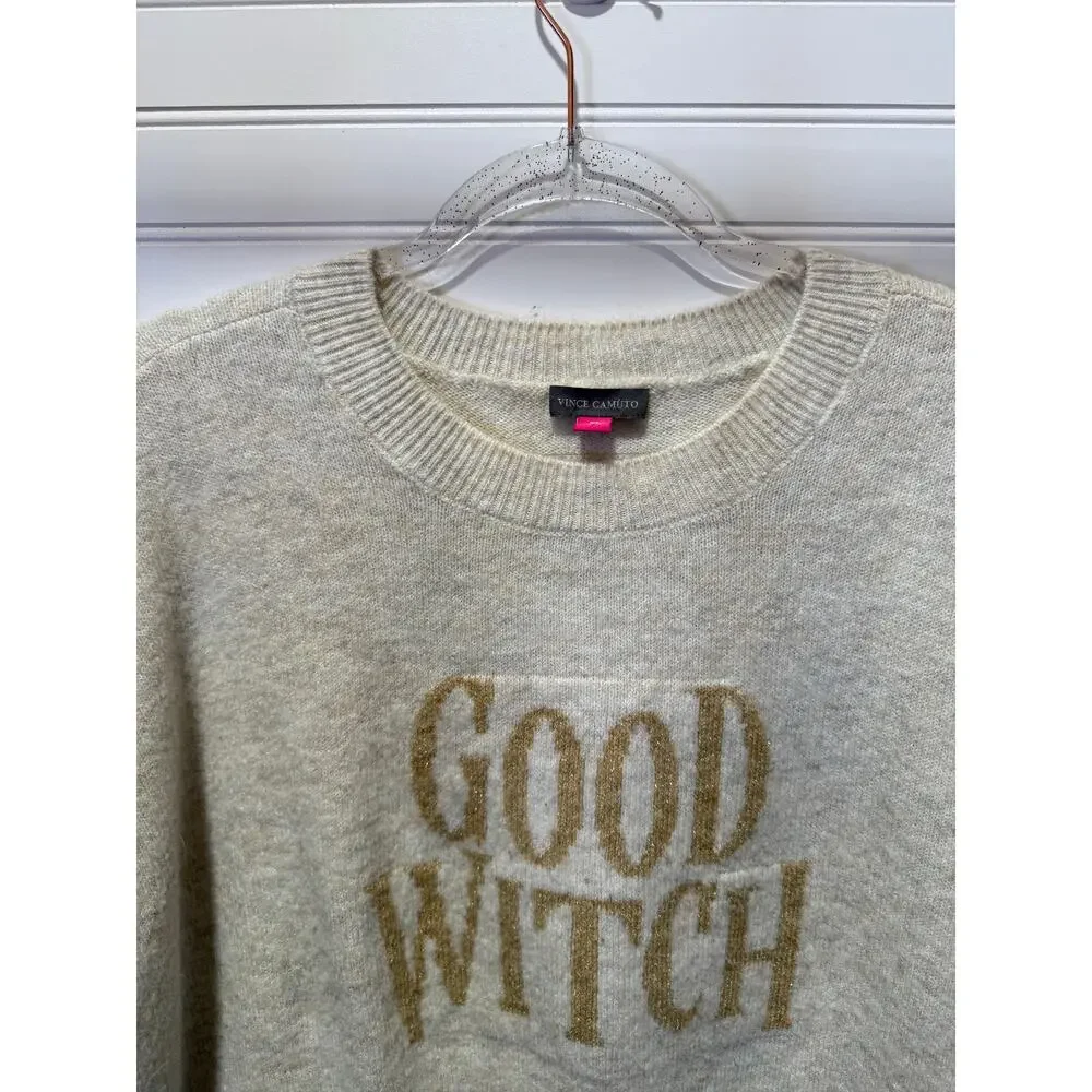 Vince Camuto Good Witch Front Graphic Long Sleeve Sweater Size XL - Picture 5 of 12